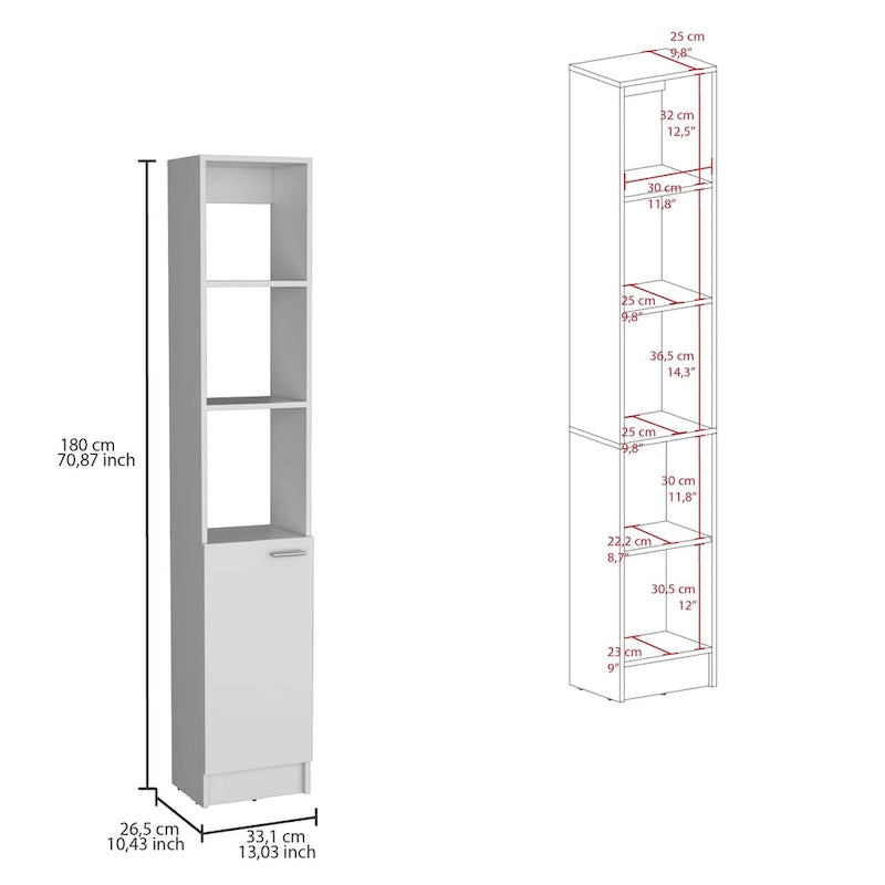 Armoire de rangement haute pour salle de bains, avec 6 étagères, pour salle de bains, salon et cuisine