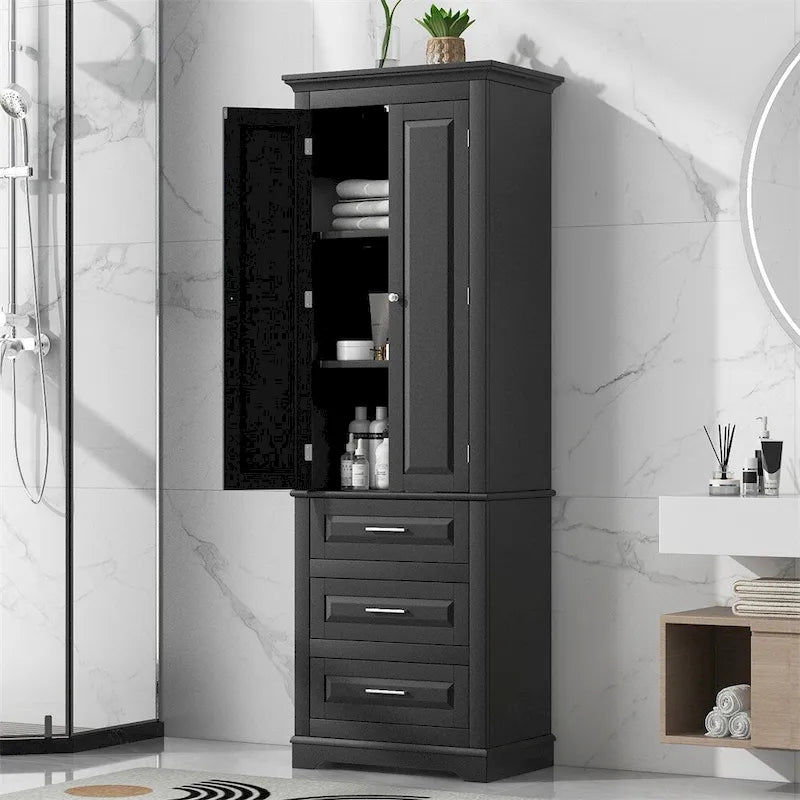 Armoire de rangement haute à trois tiroirs pour salle de bains