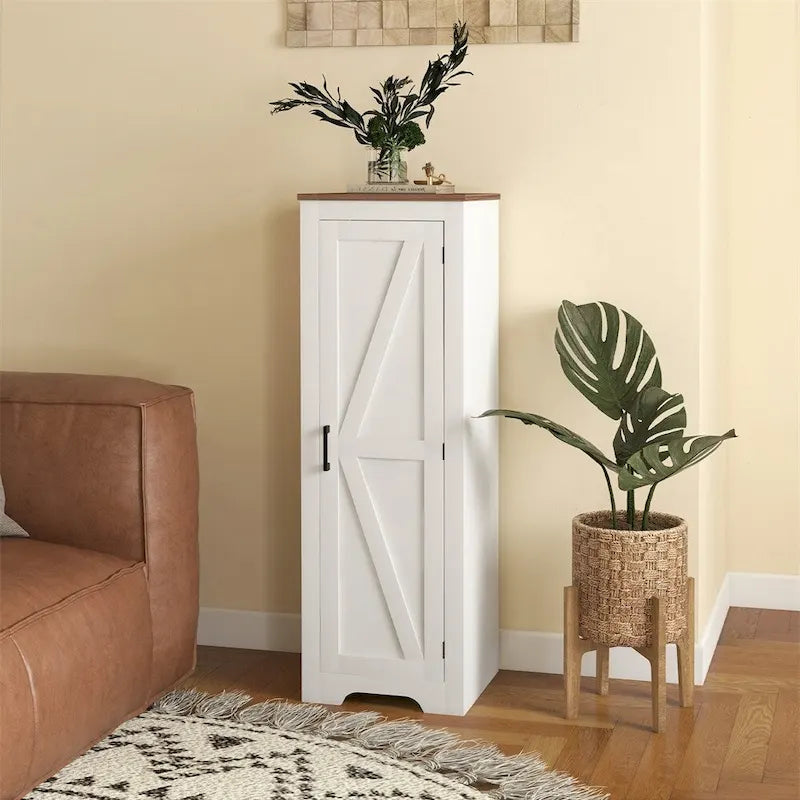 Meuble de rangement champêtre avec étagère, meuble d’appoint à porte de grange simple