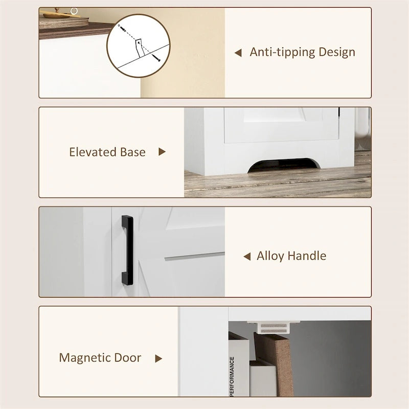 Aufbewahrungsschrank im Landhausstil mit Einlegeboden, Akzentschrank mit einer Scheunentür